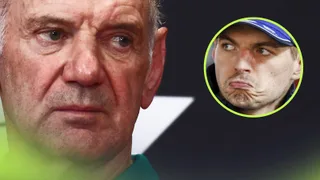Adrian Newey inspects Max Verstappen’s Red Bull RB22 at Hungarian Grand Prix
