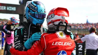 George Russell explains viral Charles Leclerc F1 British GP cooldown room moment