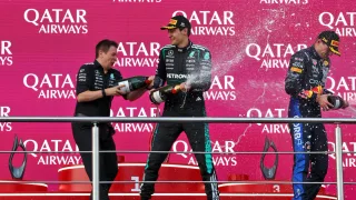 George Russell and Max Verstappen land Ferrari dig in cooldown room after Azerbaijan GP