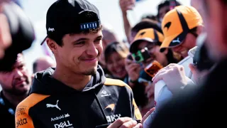 Lando Norris responds to George Russell's bold plan to 'steal' the Silverstone Landostand
