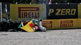 Charles Leclerc out of F1 Italian GP after dramatic crash causes red flag
